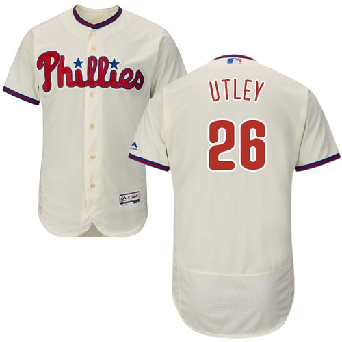 Phillies #26 Chase Utley Cream Flexbase Authentic Collection Stitched MLB Jersey